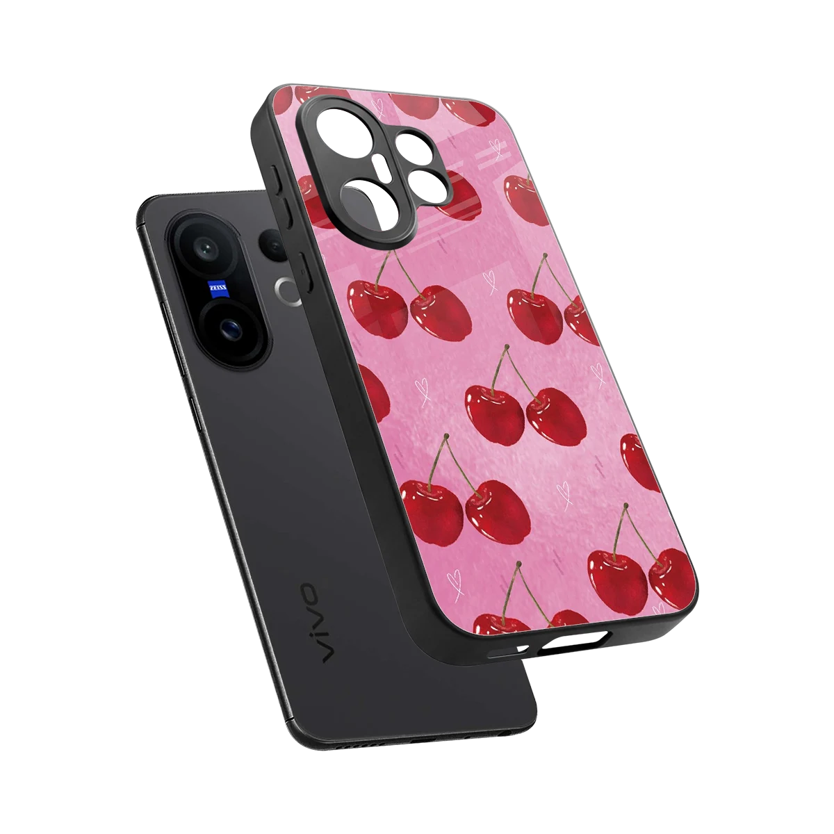 Cherrylicious sleek vivo x200 fe cover with tempered glass back and TPU edges