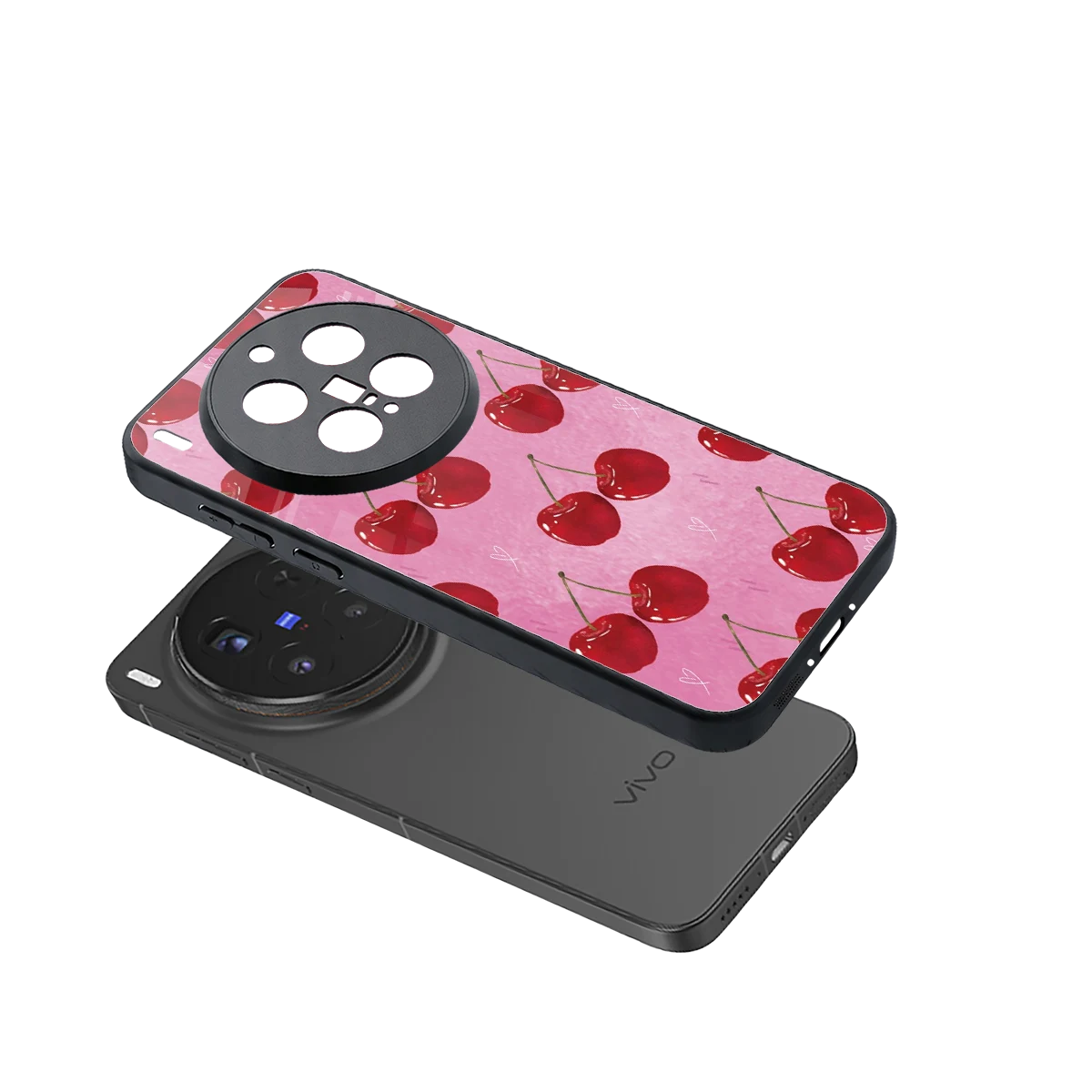 Cherrylicious sleek vivo x300 pro cover with tempered glass back and TPU edges