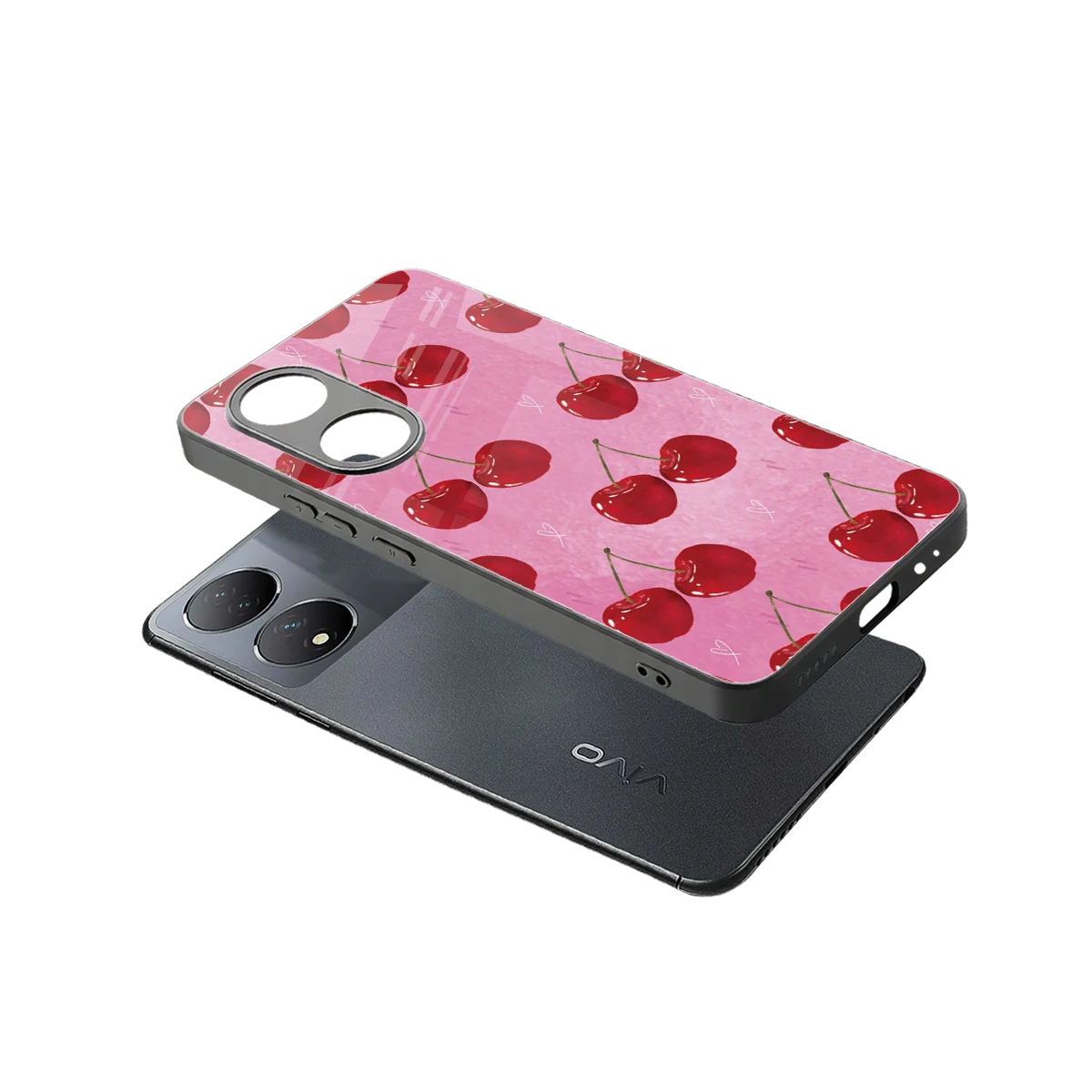 Cherrylicious sleek Vivo-y100 cover with tempered glass back and TPU edges