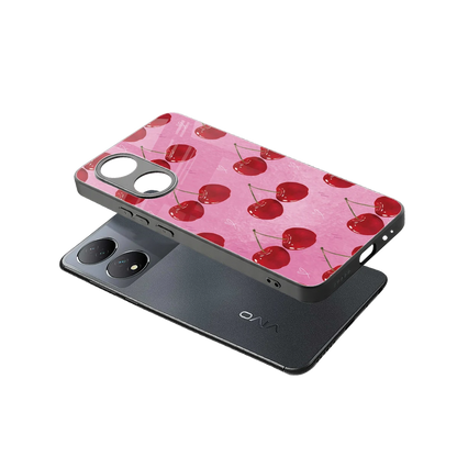 Cherrylicious sleek Vivo-y100 cover with tempered glass back and TPU edges
