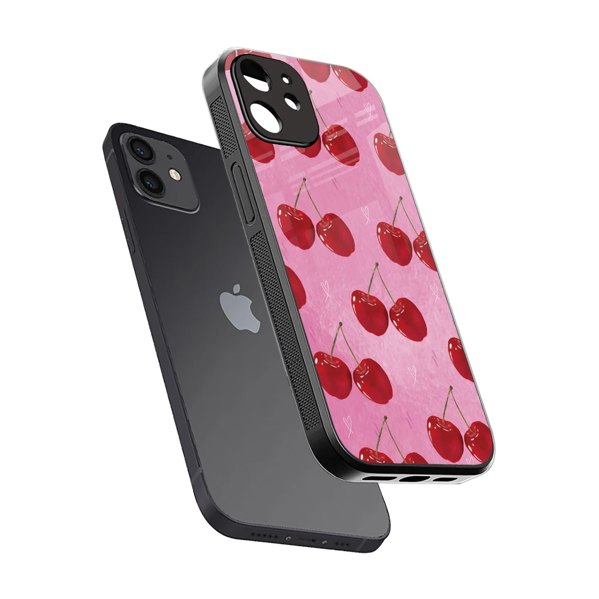 Cherrylicious sleek iphone 12 cover with tempered glass back and TPU edges