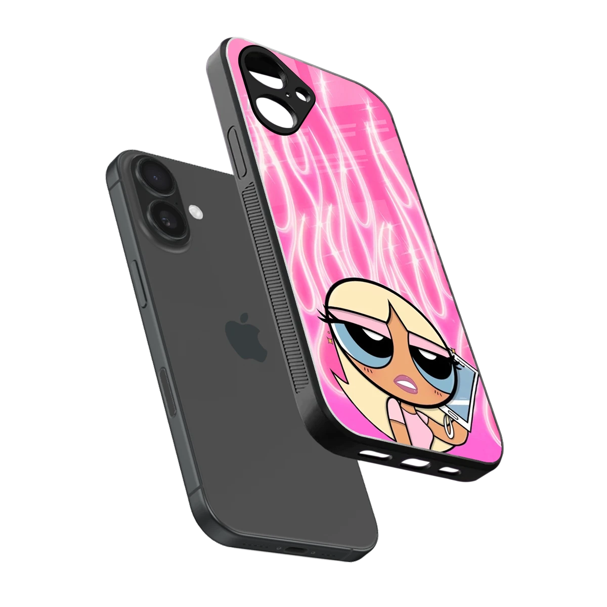 Chic Blaze sleek iPhone 16 cover with tempered glass back and TPU edges