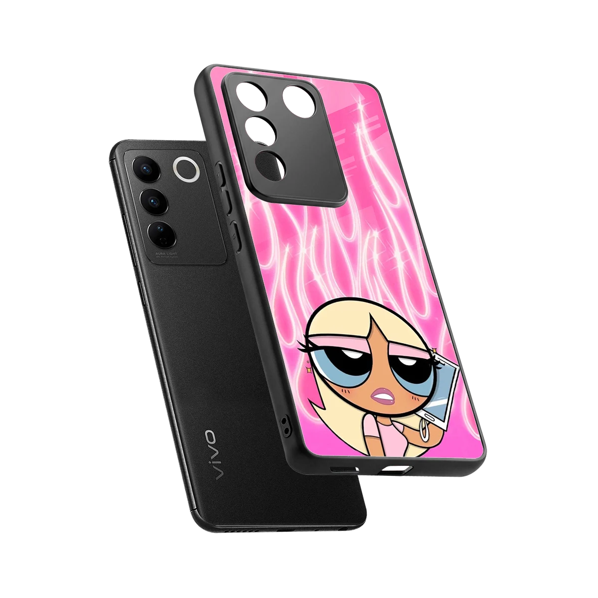 Chic Blaze sleek vivo v27 5g cover with tempered glass back and TPU edges