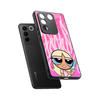 Chic Blaze sleek vivo v27 5g cover with tempered glass back and TPU edges