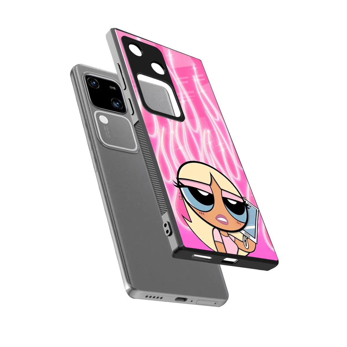 Chic Blaze sleek vivo v30 cover with tempered glass back and TPU edges