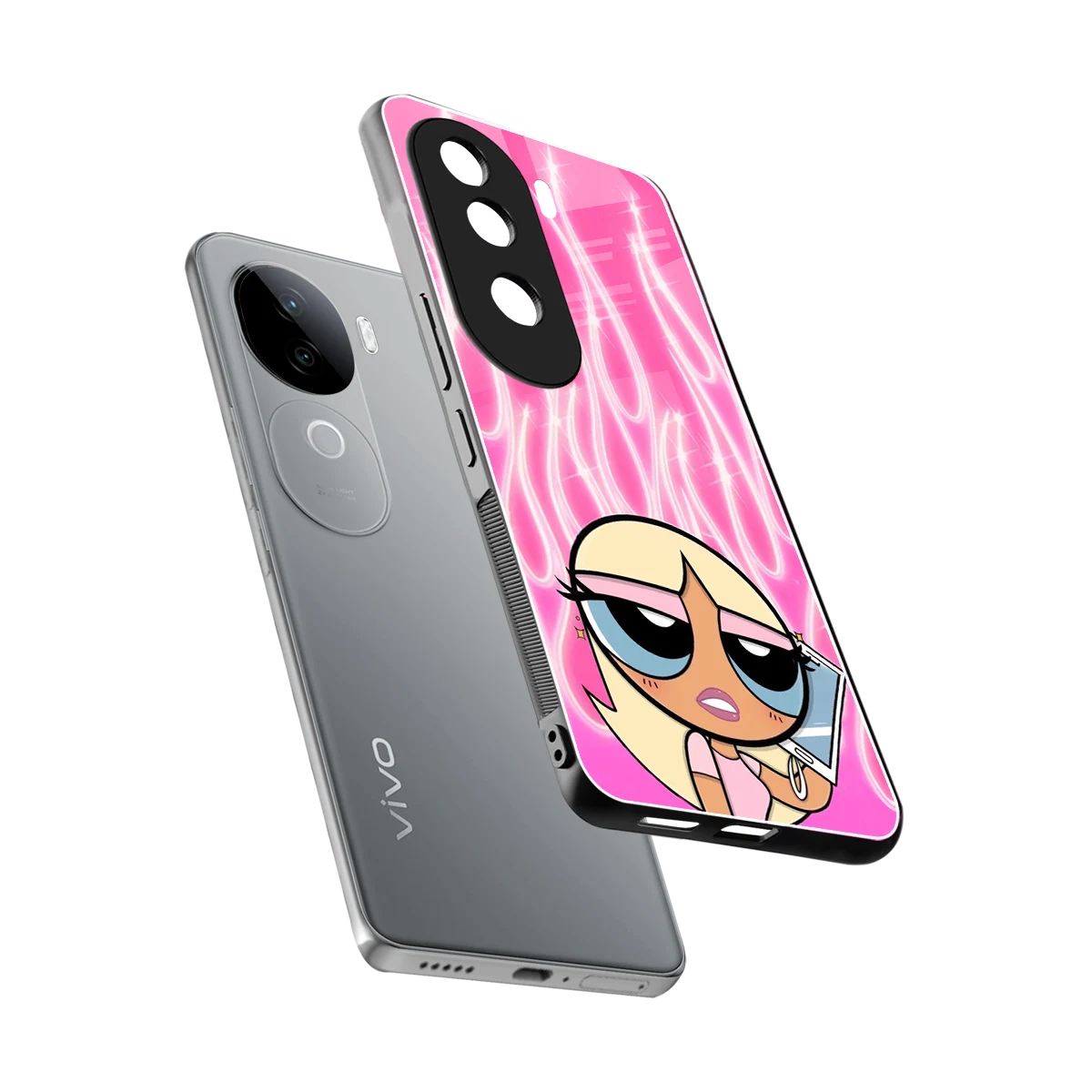 Chic Blaze sleek vivo v40e cover with tempered glass back and TPU edges