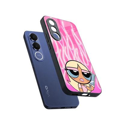 Chic Blaze sleek vivo v70 fe cover with tempered glass back and TPU edges