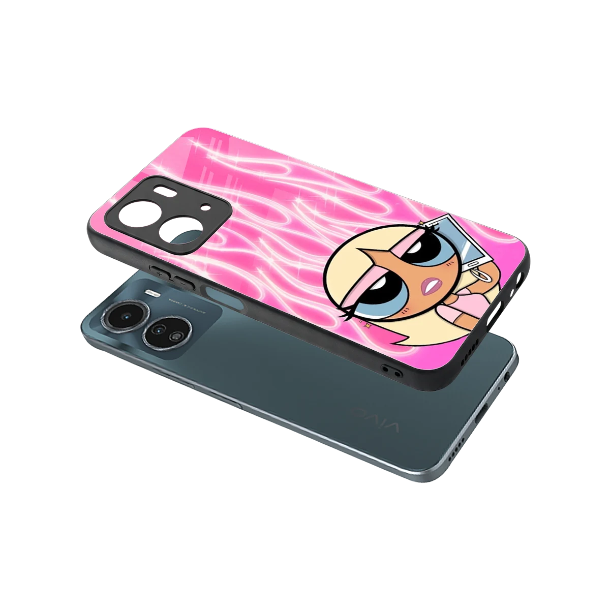 Chic Blaze sleek vivo y16 cover with tempered glass back and TPU edges