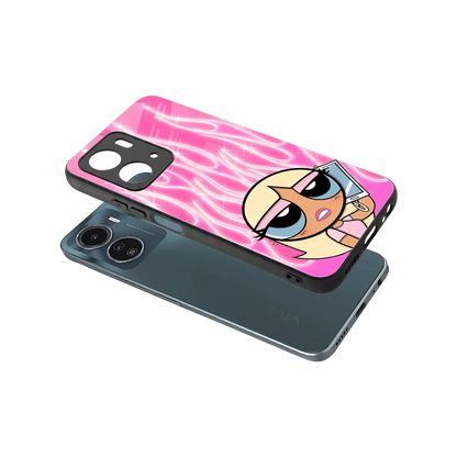 Chic Blaze sleek vivo y16 cover with tempered glass back and TPU edges
