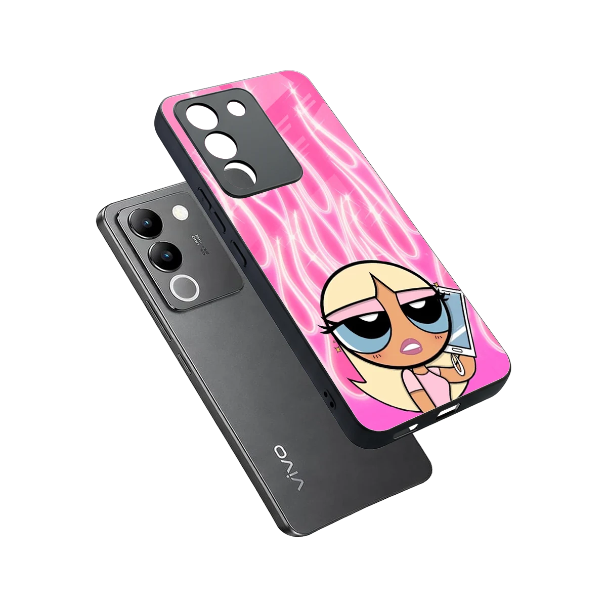 Chic Blaze sleek vivo y200 5g cover with tempered glass back and TPU edges