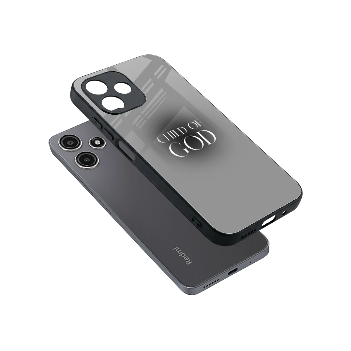 Child Of God sleek redmi 12 5g cover with tempered glass back and TPU edges