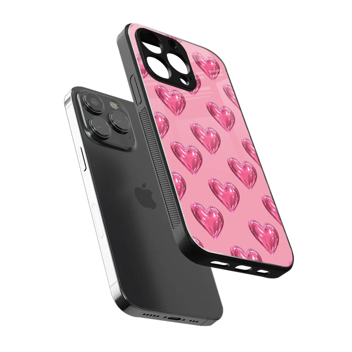 Chrome Blush sleek iphone 13 pro cover with tempered glass back and TPU edges
