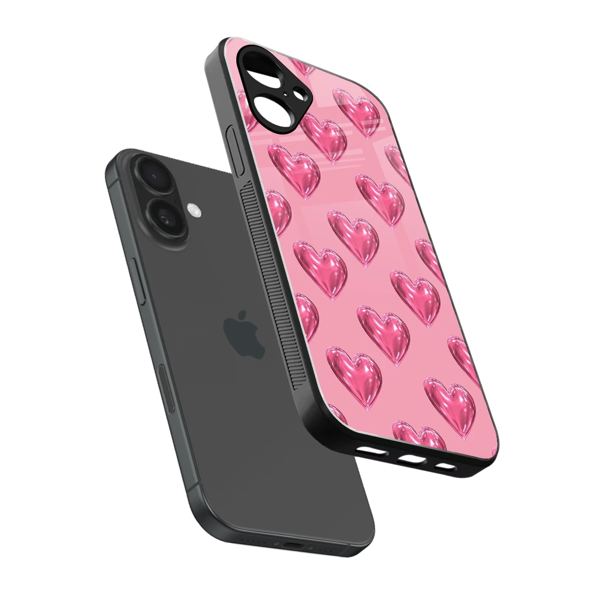 Chrome Blush sleek iPhone 16 cover with tempered glass back and TPU edges
