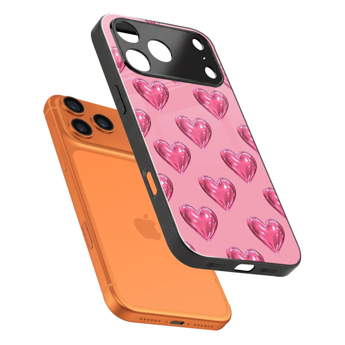 Chrome Blush sleek iphone 17 pro max cover with tempered glass back and TPU edges