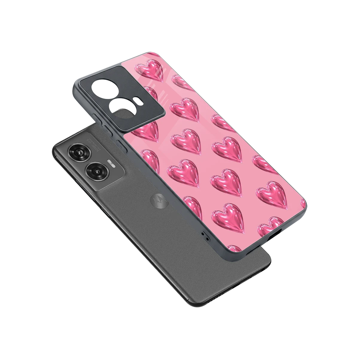 Chrome Blush sleek motorola edge 50 fusion cover with tempered glass back and TPU edges