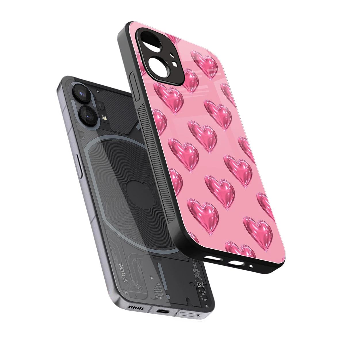 Chrome Blush sleek nothing phone 1 cover with tempered glass back and TPU edges