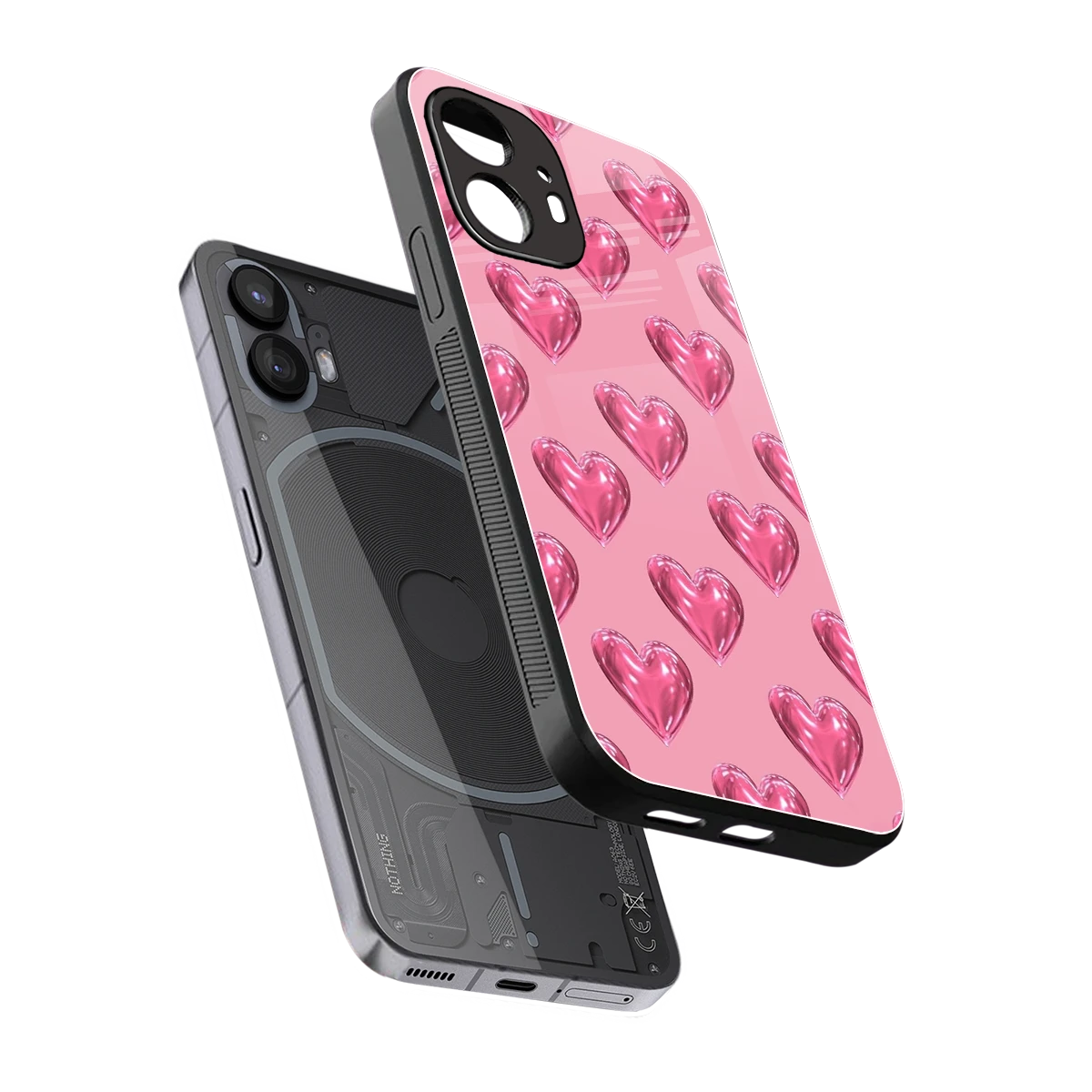 Chrome Blush sleek nothing phone 2 cover with tempered glass back and TPU edges