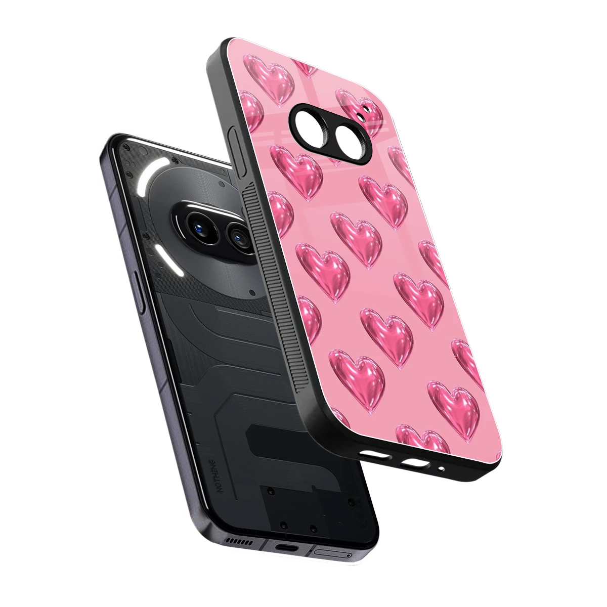 Chrome Blush sleek nothing phone 2a cover with tempered glass back and TPU edges