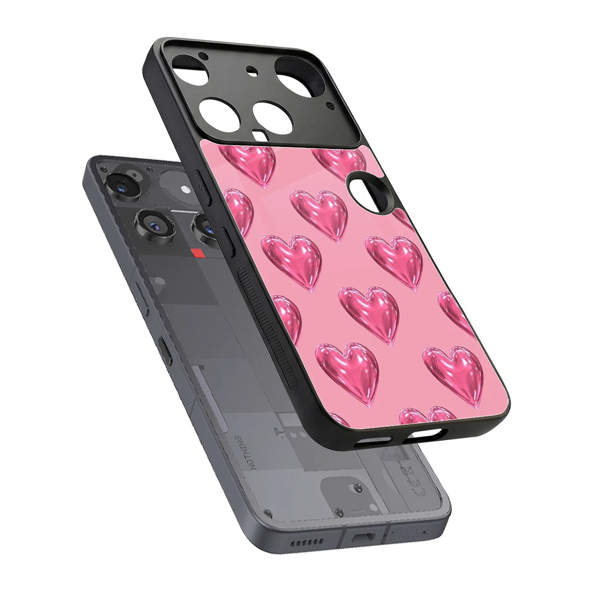 Chrome Blush sleek nothing phone 3 cover with tempered glass back and TPU edges