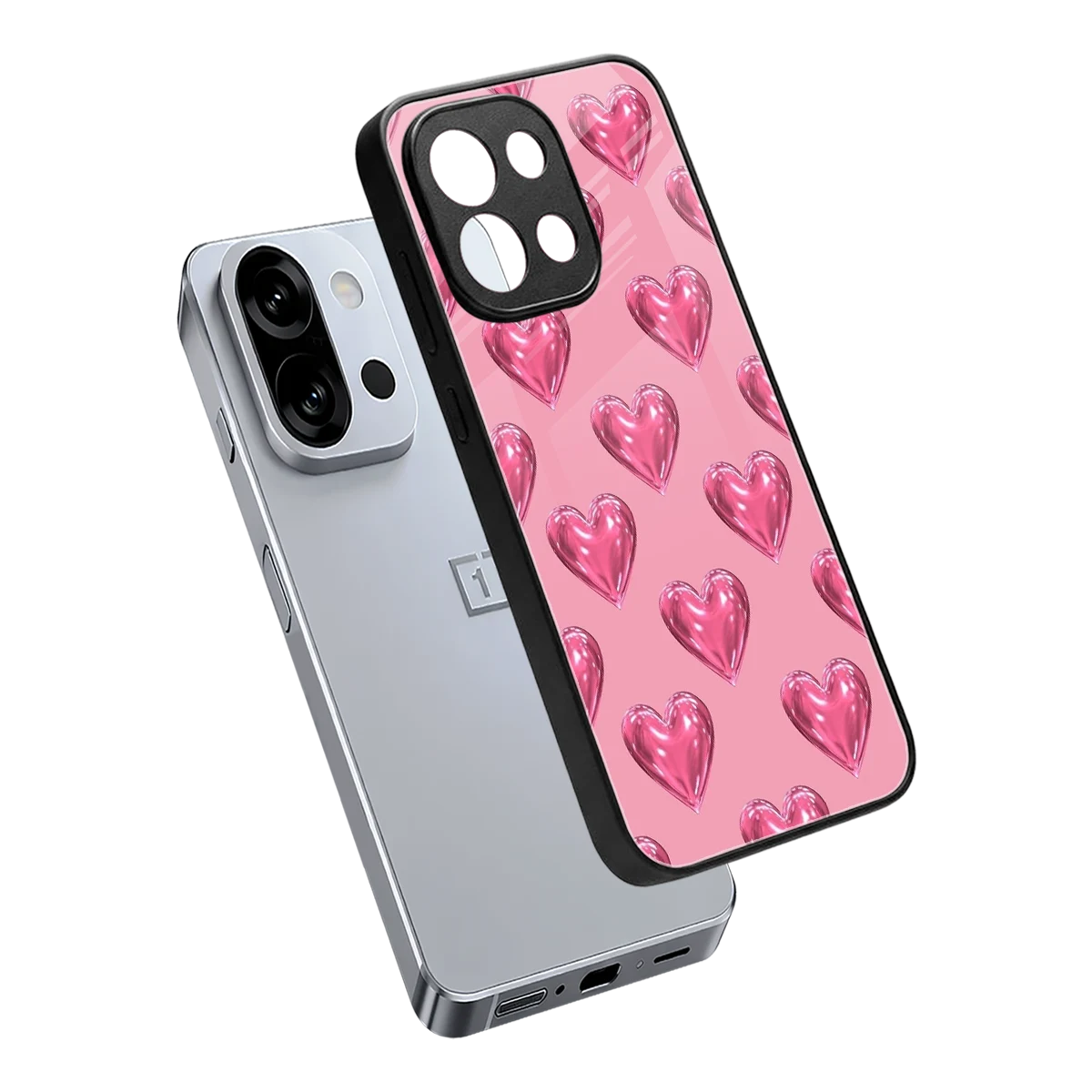 Chrome Blush sleek oneplus 13s cover with tempered glass back and TPU edges