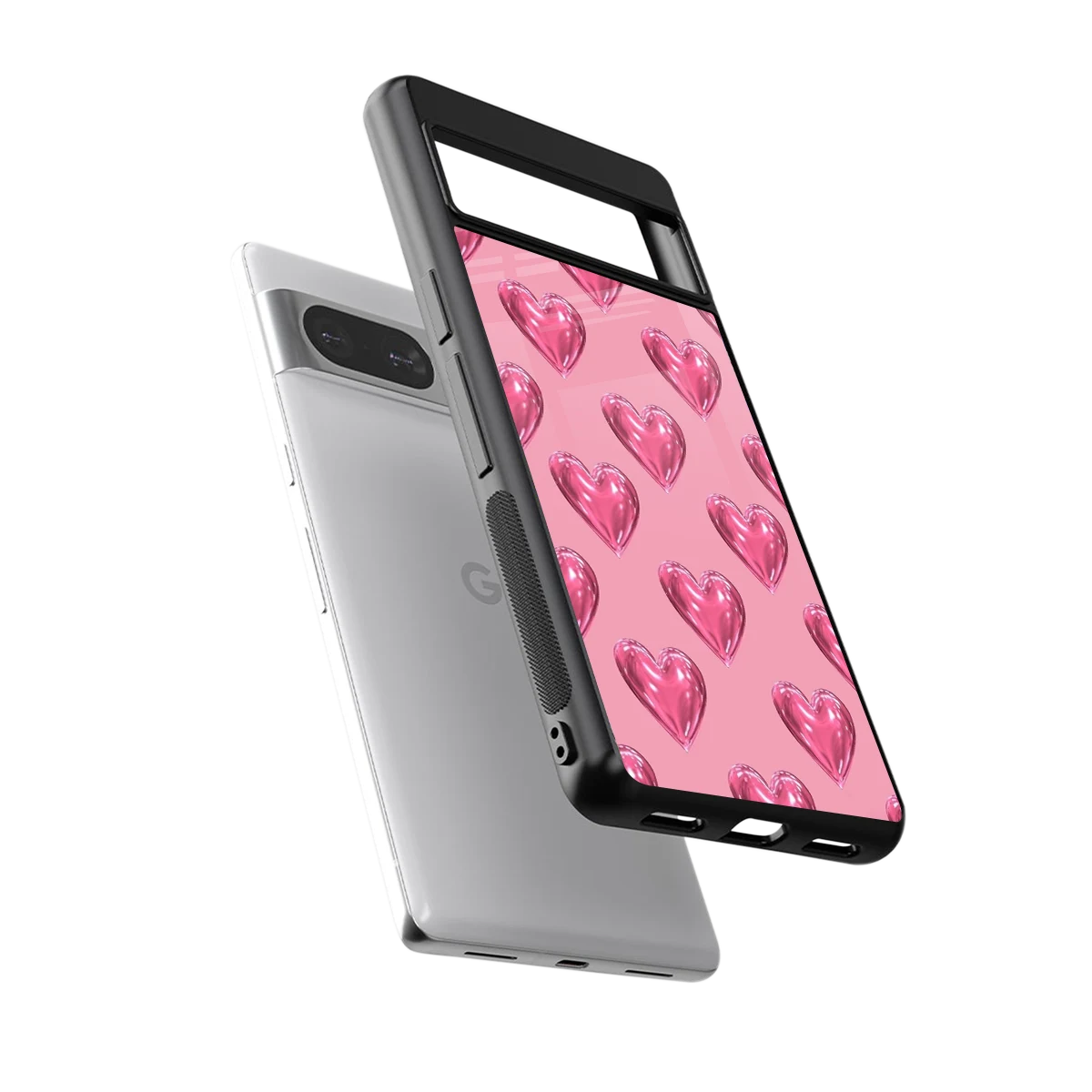 Chrome Blush sleek google pixel 8 cover with tempered glass back and TPU edges
