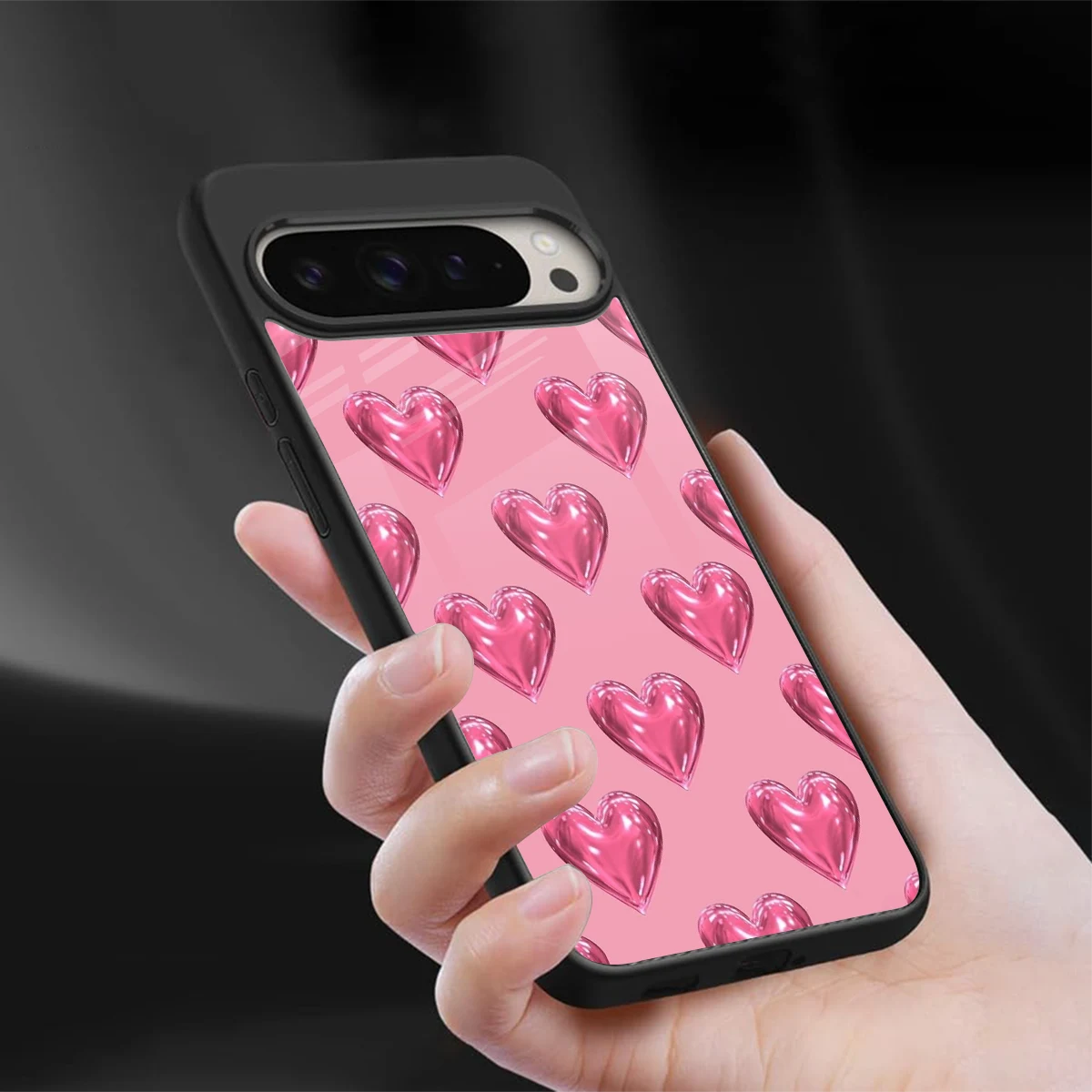 Chrome Blush sleek google pixel 9 pro xl cover with tempered glass back and TPU edges