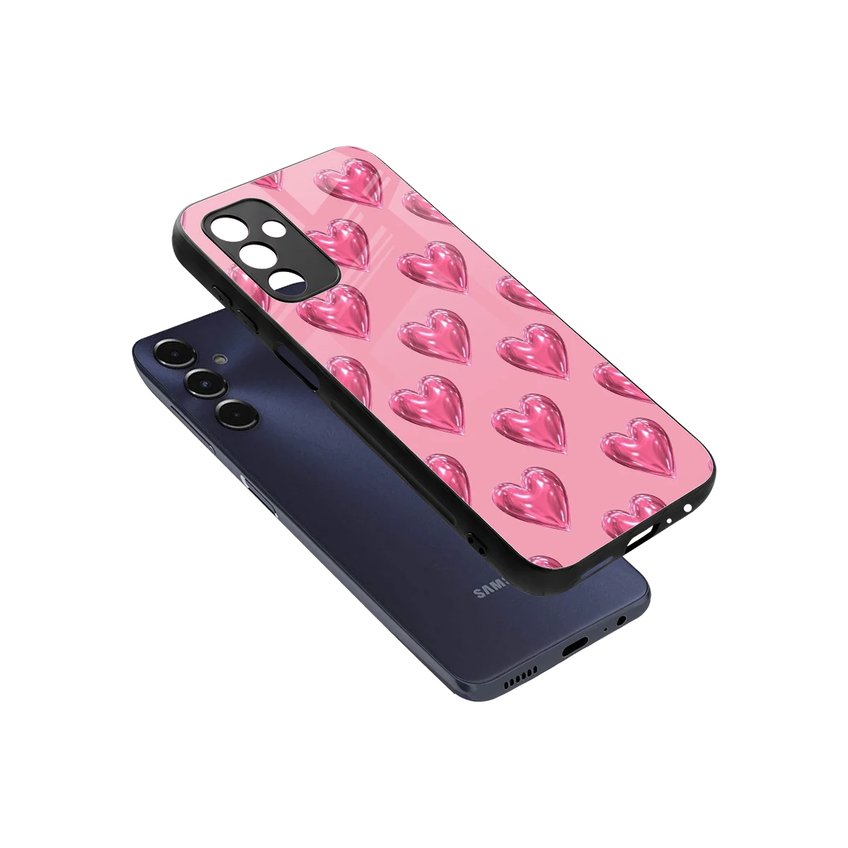Chrome Blush sleek samsung galaxy m14 5g cover with tempered glass back and TPU edges