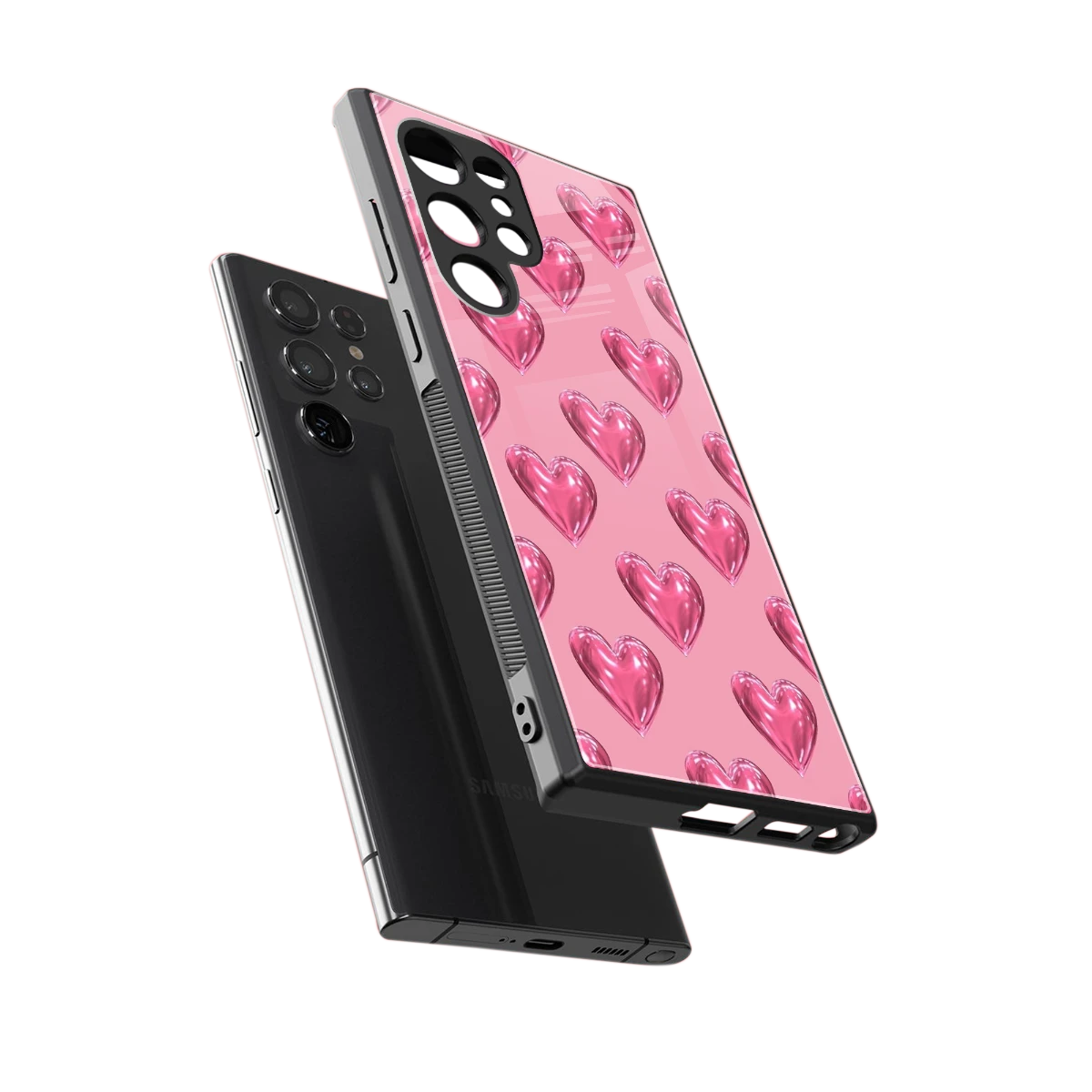 Chrome Blush sleek samsung galaxy s23 ultra cover with tempered glass back and TPU edges