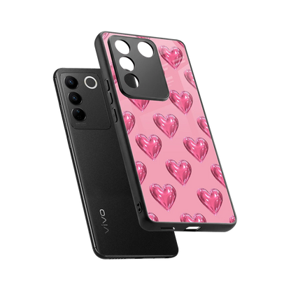 Chrome Blush sleek vivo v27 5g cover with tempered glass back and TPU edges