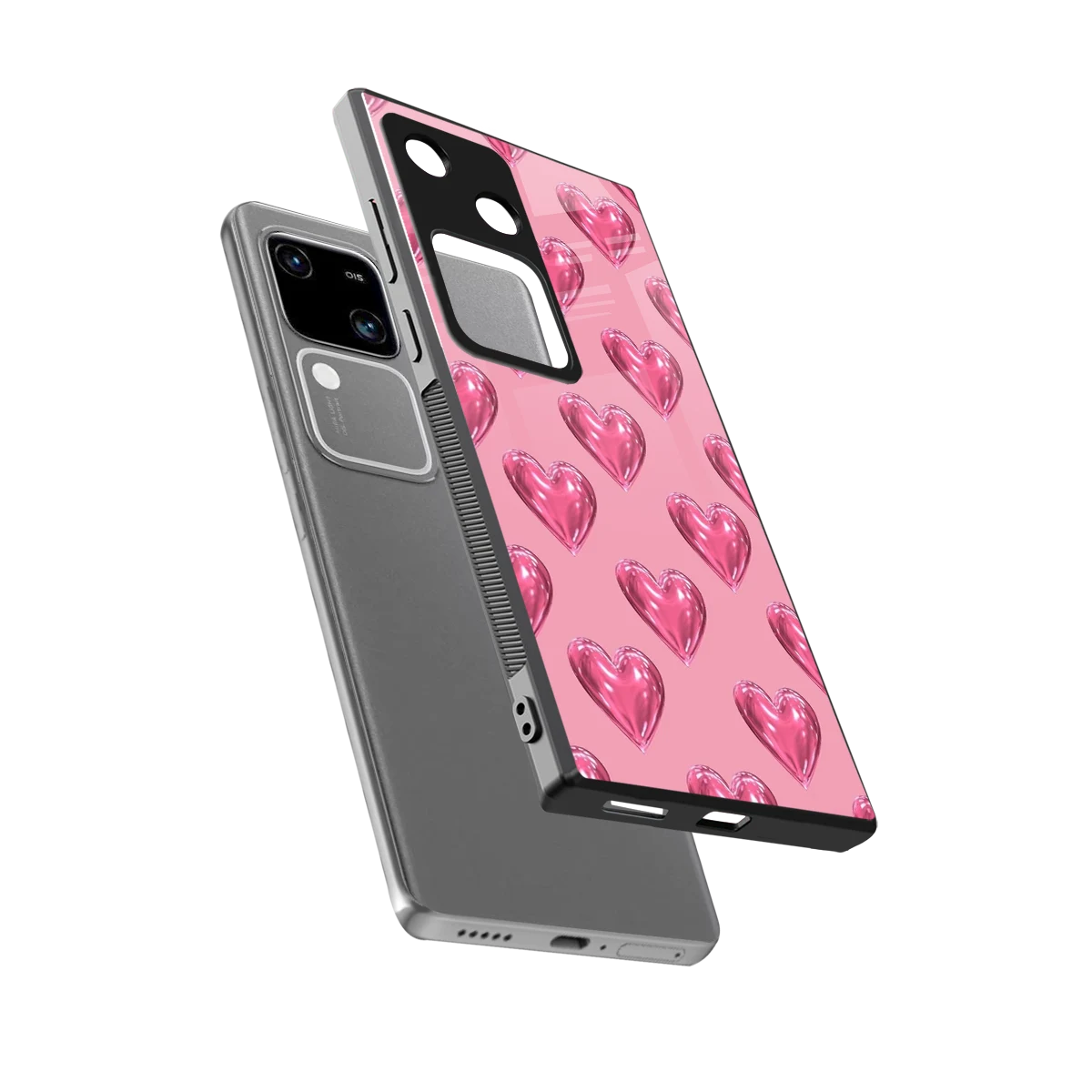Chrome Blush sleek vivo v30 cover with tempered glass back and TPU edges