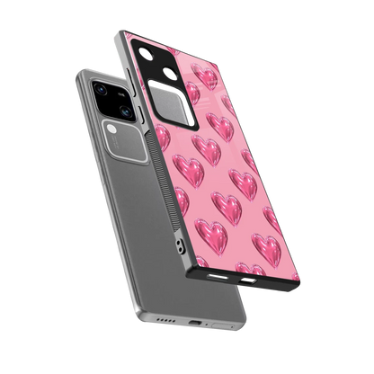 Chrome Blush sleek vivo v30 cover with tempered glass back and TPU edges