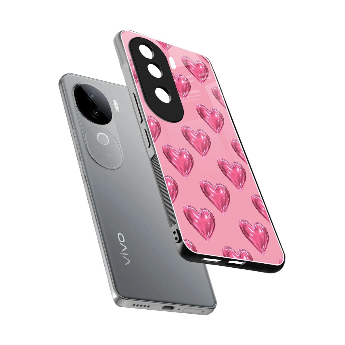 Chrome Blush sleek vivo v40e cover with tempered glass back and TPU edges