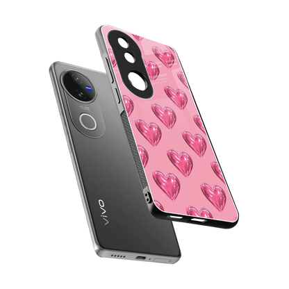 Chrome Blush sleek vivo v50 cover with tempered glass back and TPU edges