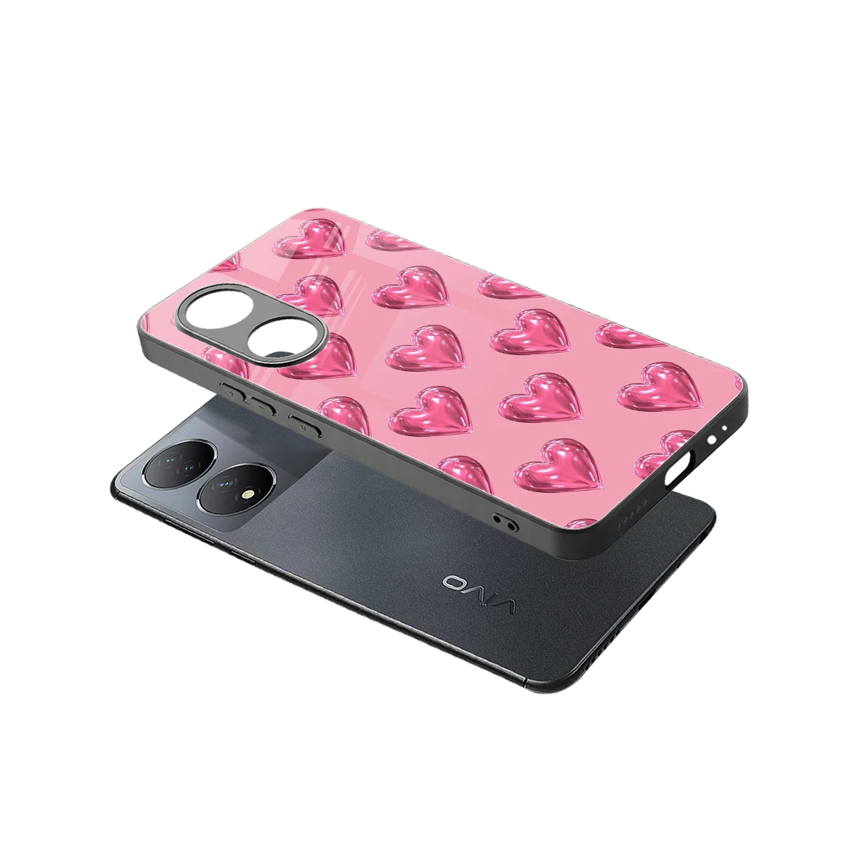 Chrome Blush sleek Vivo-y100 cover with tempered glass back and TPU edges