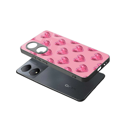 Chrome Blush sleek Vivo-y100 cover with tempered glass back and TPU edges