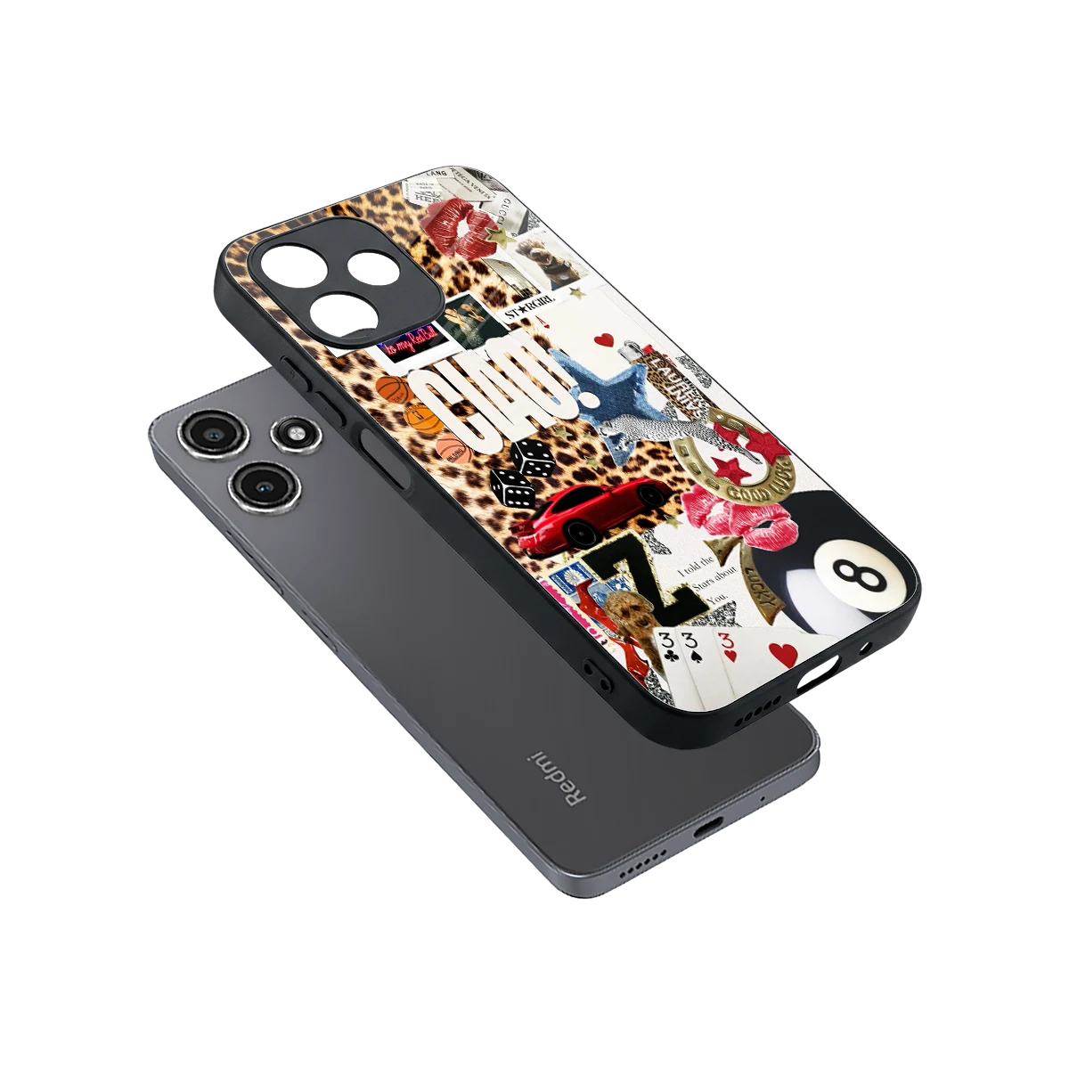 Ciao Luxe sleek redmi 12 5g cover with tempered glass back and TPU edges