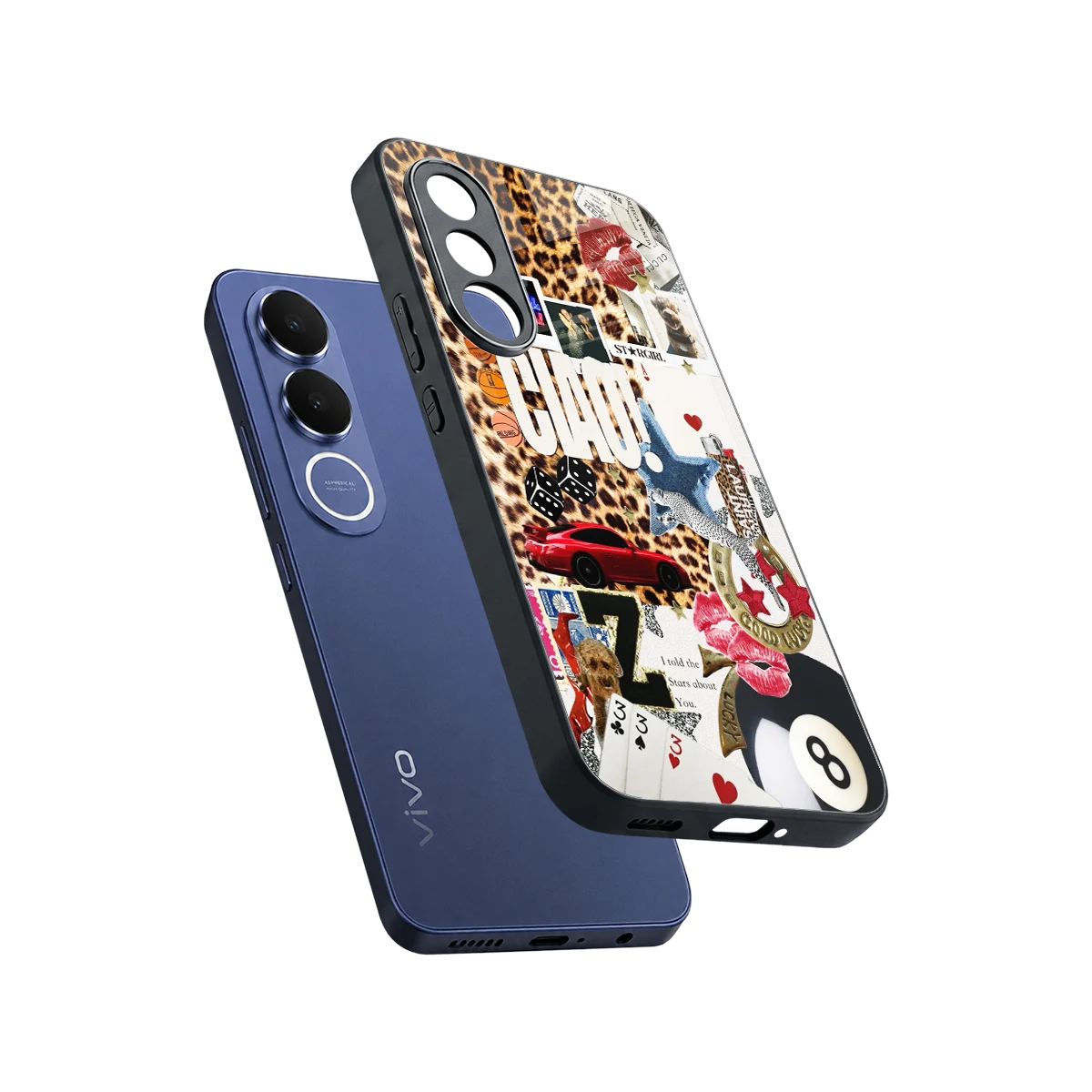 Ciao Luxe sleek vivo v70 fe cover with tempered glass back and TPU edges