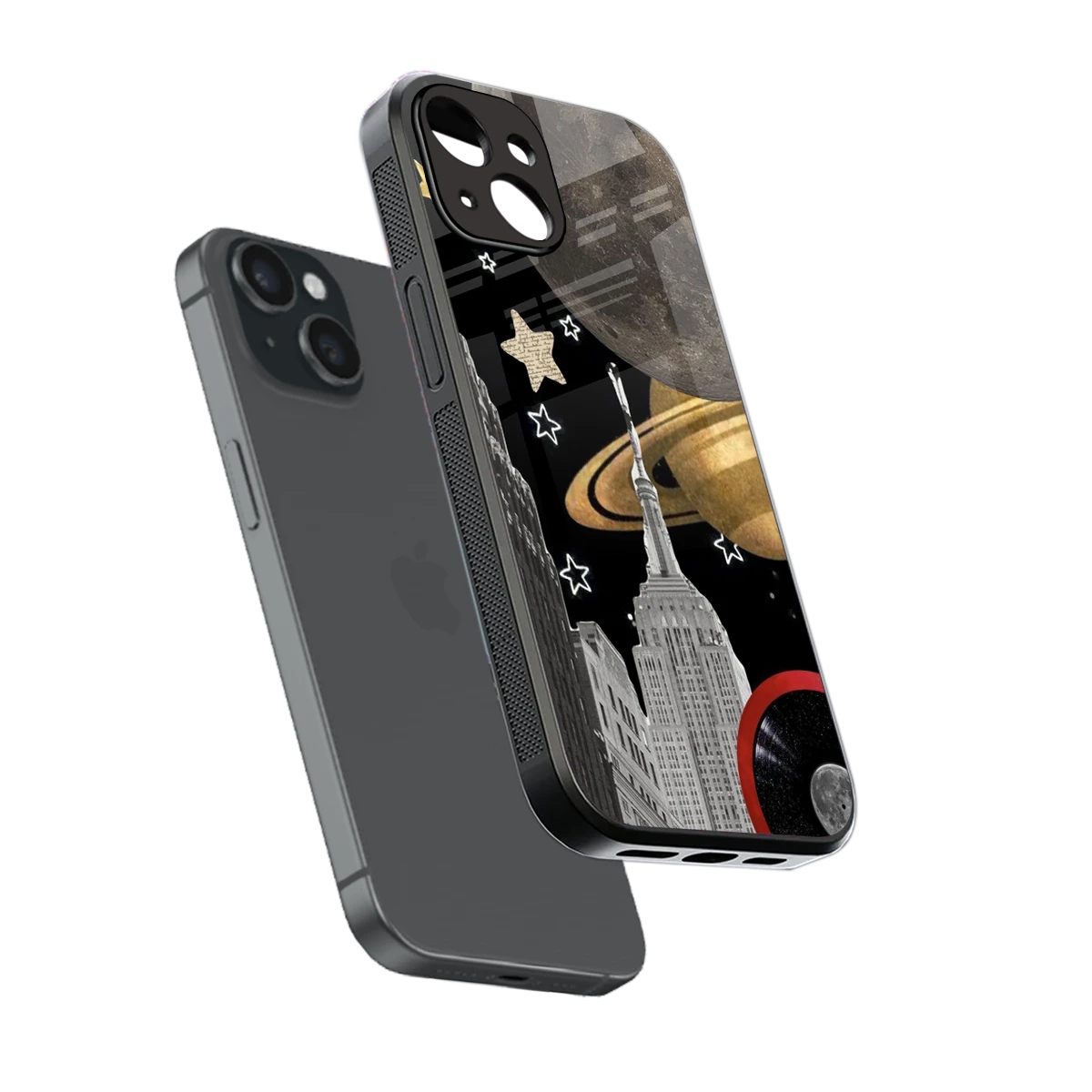 City Cosmos sleek iphone 14 cover with tempered glass back and TPU edges