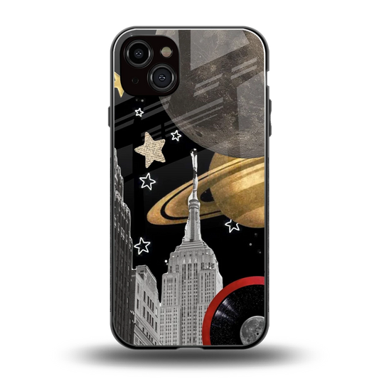 City Cosmos back phone cover | glass case for iphone 14 plus