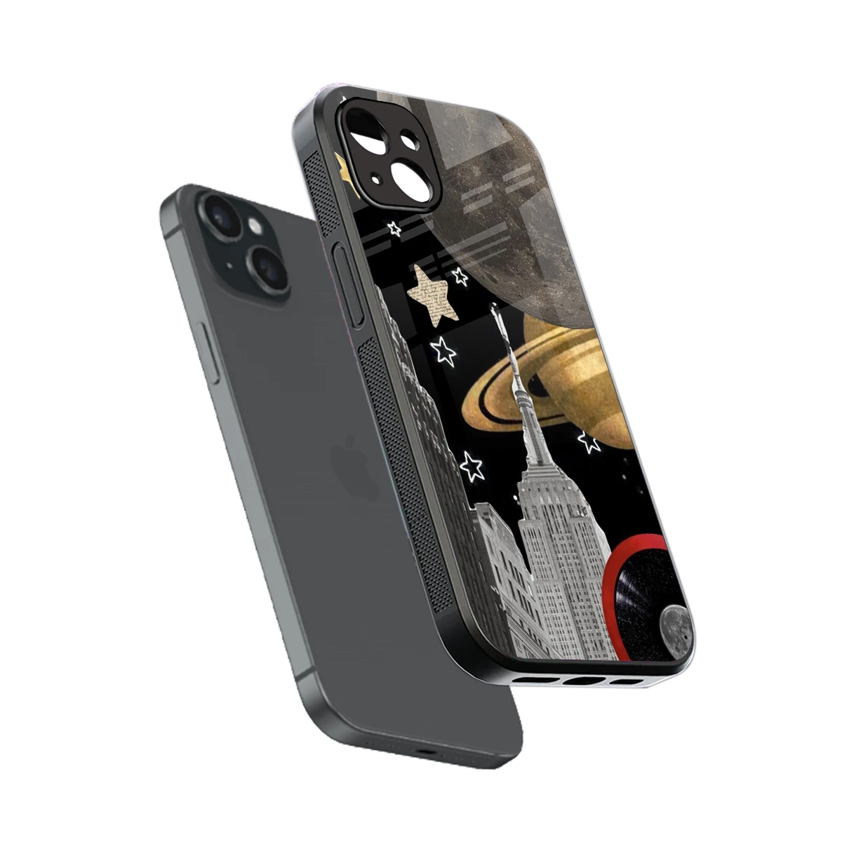 City Cosmos sleek iphone 14 plus cover with tempered glass back and TPU edges