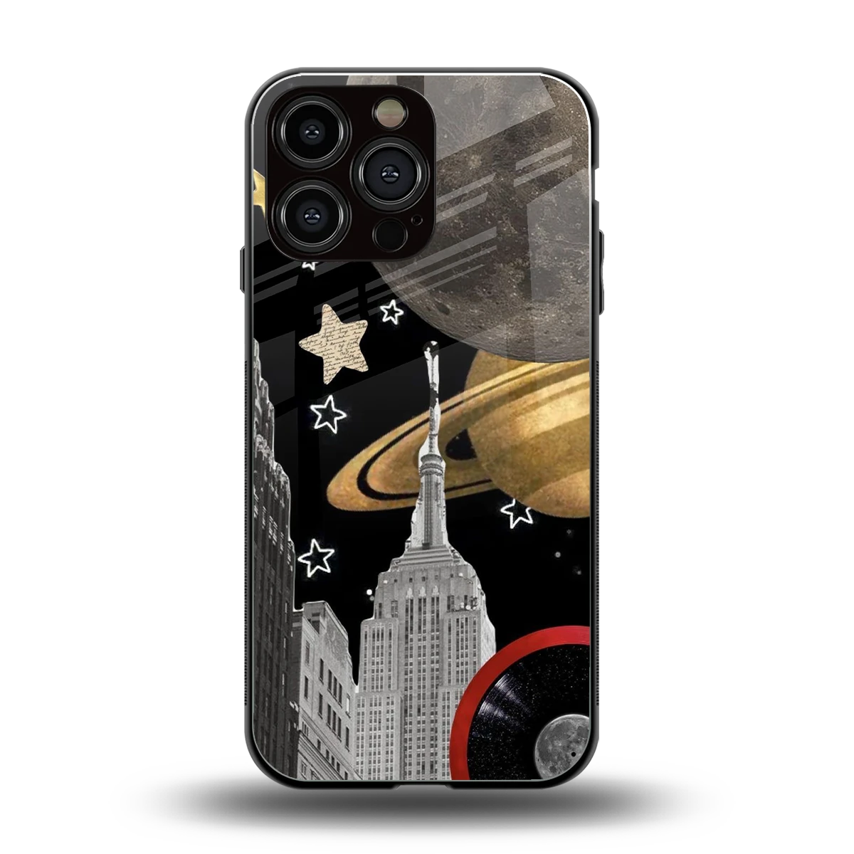 City Cosmos back phone cover | glass case for iphone 15 pro max