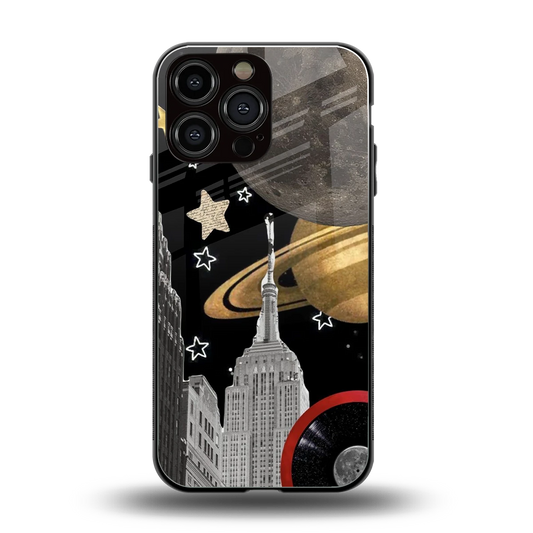 City Cosmos back phone cover | glass case for iphone 15 pro max