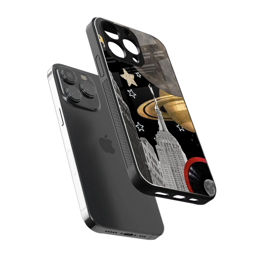 City Cosmos sleek iphone 15 pro cover with tempered glass back and TPU edges