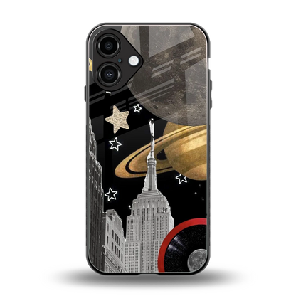 City Cosmos back phone cover | glass case for iphone 16 plus
