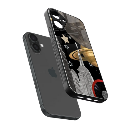 City Cosmos sleek iphone 16 plus cover with tempered glass back and TPU edges