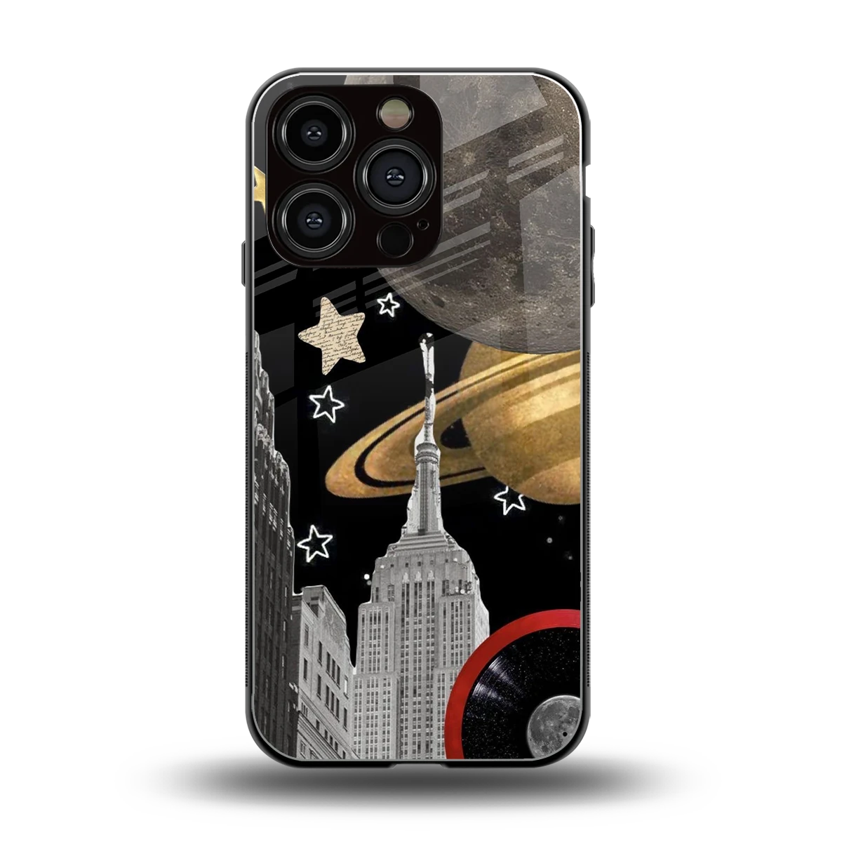 City Cosmos back phone cover | glass case for iphone 16 pro