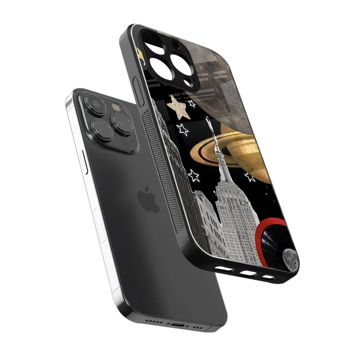 City Cosmos sleek iphone 16 pro cover with tempered glass back and TPU edges