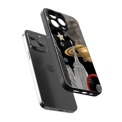 City Cosmos sleek iphone 16 pro cover with tempered glass back and TPU edges