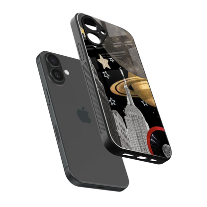 City Cosmos sleek iPhone 16 cover with tempered glass back and TPU edges