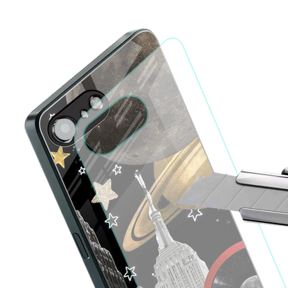 City Cosmos stylish phone case for iphone 16e | glossy glass and slim fit